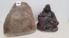 1 X LARGE BUDDHA SIZE 30CM H X24CM WITH 2 X FIBRE GLASS MOULDS AND LATEX SLIPS