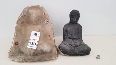 1 X SMALL SITTING BUDDHA SIZE 25CM X 18CM WITH 2 X FIBRE GLASS MOULD AND LATEX SLIP