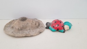 1 X LYING DOWN BABY LADY BIRD SIZE 20CM X 6 CM WITH FIBRE GLASS MOULD AND LATEX SLIP