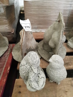 2 X GARDEN ORNAMENTS I.E KING FISHER AND SPARROW BIRD WITH FIBRE GLASS MOULDS AND LATEX SLIPS-(22X15CM)