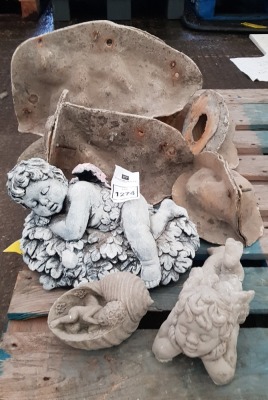 3 X CHERUBS GARDEN ORNAMENTS IN VARIOUS SIZES WITH FEBRE GLASS MOULDS AND LATEX SLIPS-(20X30CM)