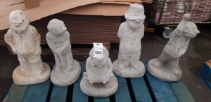 5 X MIXED GARDEN ORNAMENT LOT I.E CRICKET BATSMAN, WICKET KEEPER UMPIRE AND BOWLER ETC- (53X26CM)