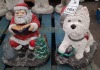 2 X MIXED GARDEN ORNAMENT LOT I.E FATHER CHRISTMAS AND CHRISTMAS DOG-(37X30CM)