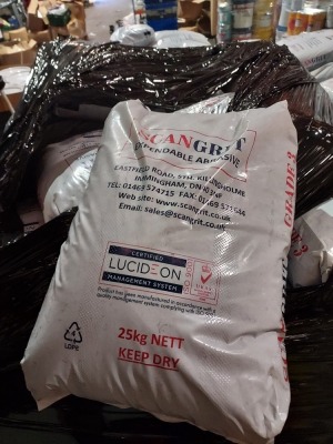 60 X 25KG BAGS SCANGRIT EXPENDABLE ABRASIVE GRADE 3 ON ONE PALLET GRIT SIZE 0.20-1.70MM