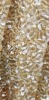 GOLD & CREAM COLOURED TRAILING GOWN (1.5M FROM WAIST TO END OF THE TRAIL) - FULL LENGTH SEQUIN EMBELLISHMENT BY HAND, WAIST BAND WIDTH 30CM (NOTE ITEM IS PRE OWNED NOT NEW - REQUIRES PROFESSIONALLY CLEANING - NO LABELS ATTACHED - APPEARS BESPOKE TO ORDER) - 4