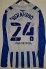 SHEFFIELD WEDNESDAY FOOTBALL SHIRT - LONG SLEEVED - SIZE L WITH BERAHINO 24 PLUS 3 UNKNOWN SIGNATURES ON THE REVERSE (SEE IMAGES) - BRAND: MACRON, SPONSORS: CHANSIRI, BLUSTEEL CLEAN ENERGY DRINK, SKYBET - 2