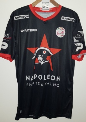 ZULTE WAREGEM FOOTBALL SHIRT - BLACK - SIZE XL (ASIAN) 2020-2021 SEASON SLIM FIT - BETESCO 18 ON THE REVERSE. BRAND: PATRICK, SPONSORS: NAPOLEON SPORTS & CASINOS, DL CHEMICALS, LAMETT, RENSON, PATRICK, PRO LEAGUE