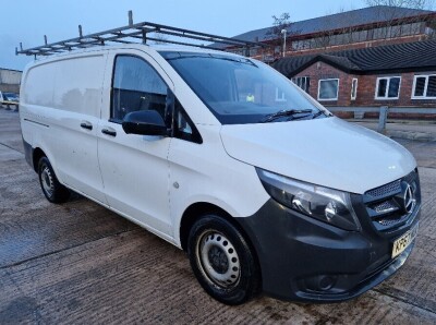 WHITE MERCEDES-BENZ VITO 111 CDI (DIESEL) PANEL VAN 1598CC REG NO: KP67 MUA FIRST REGISTERED 06/10/2017 1 KEY, WITH V5, MOT UNTIL 10/07/2023 MILEAGE: 104,977