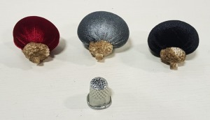 108 PACKS OF BRAND NEW 16 MINI VELVET ACORNS IN BLACK, GREY ,RED ,SIZE 4 X 4.5CM