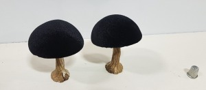 128 X BRAND NEW THE VINTAGE GARDEN ROOM BLACK VELVET MUSHROOMS - 9.5 X 9.5 CM