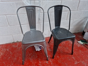 *** THIS ASSET IS LOCATED IN REDDISH & WILL NEED COLLECTING BY ARRANGEMENT UP TO FRIDAY 3RD FEBRUARY 2023 *** 10 X BLACK AND SILVER METAL INDUSRIAL STYLE STACKING CHAIRS