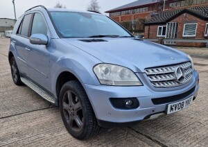 BLUE MERCEDES ML 320 CDI SPORT A DIESEL ESTATE 2987CC REG NO: MV08 YKF VIN NO: WDC1641222A349846 FIRST REGISTERED 1/3/2008 1 KEY, HAS V5, MOT UNTIL 26/5/2023 MILEAGE: 104836 CLIMATE CONTROL, SAT NAV , AUTOMATIC 1/2 LEATHER / 1/2 ALCANTERA ELECTRIC SEATS