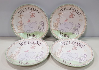 300 X PACKS OF 10 BRAND NEW WELCOME BABY ANIMAL DESIGN PAPER PLATES - IN 5 BOXES -26CM