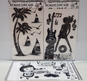 1600 X BRAND NEW ROOM DÉCOR 3D STICKERS IN 3 STYLES I.E HAPPY COOKING AND DISCO DANCING IN 8 BOXES - 58CM 30CM