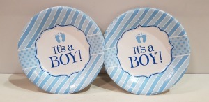 1088 X BRAND NEW PACKS OF 10 IT’S A BOY PAPER PLATES IN 8 BOXES-20CM