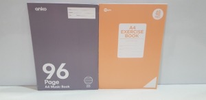 1680 X BRAND NEW A4 EXERCISE BOOK AND A4 96 PAGE MUSIC BOOK IN 8 BOXES- 30CM X 21CM