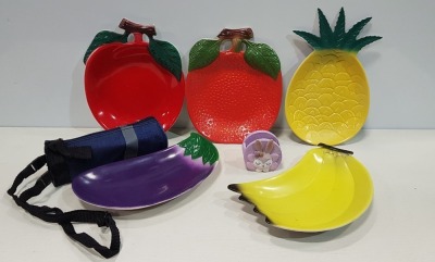 2000+ PIECE MIXED LOT TO INCLUDE - CELLOTAPE HOLDERS - LARGE AMOUNT OF FRUIT BOWLS I.E BANNANA - STRAWBERRY - APPLE ETC