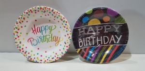 420 PACKS OF 10 BRAND NEW HAPPY BIRTHDAY PARTY PLATES I.E HAPPY BIRTHDAY IN BLACK AND HAPPY BIRTHDAY IN WHITE - IN 7BOXES-20CM