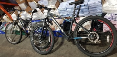 2 X PIECE BIKE LOT CONTAINING 1X B-TWIN MOUNTAIN BIKE 45CM FRAME - HARLEM MOUNTAIN BIKE 45CM FRAME