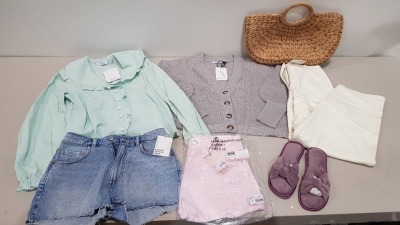 25 PIECE BRAND NEW CLOTHING LOT CONTAINING - DREAM CUT DENIM SHORTS - LOS ANGELES ATELIER SHIRT - PRETTYLITTLETHING LACE UNDERWEAR SET - DHB SWIMWEAR - ETC ALL IN VARIOUS SIZES - IN 1 TRAY NOT INCLUDED