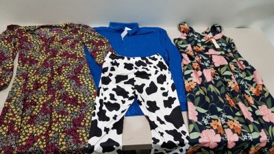 25 PIECE BRAND NEW CLOTHING LOT CONTAINING TOPMAN SHIRT - PUMA LEGGINGS - BOOHOO SHIRT DRESS - PUBLIC DESIRE CROP-BLAZER - BODEN T-SHIRT - ONZE LEGGINGS - CLUB L BLACK BRAZILIAN BIKINI BRIEF, ETC - ALL IN VARIOUS SIZES - IN 1 TRAY (NOT INCLUDED)