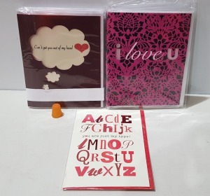 2000+ BRAND NEW VALENTINES DAY CARDS I.E I LOVE YOU - LOVE -YOUR MY TYPE ETC IN 6 BOXES WITH ENVELOPES