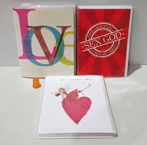 2000+ BRAND NEW VALENTINES DAY CARDS I.E SEX GOD AND HAPPY VALENTINES -ETC - IN 5 BOXES WITH ENVELOPES