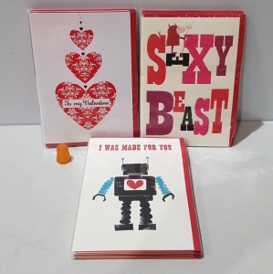 2000+ BRAND NEW VALENTINES DAY CARDS I.E SEXY BEAST -NI WAS MADE FOR YOU -ETC - IN 5 BOXES WITH ENVELOPES