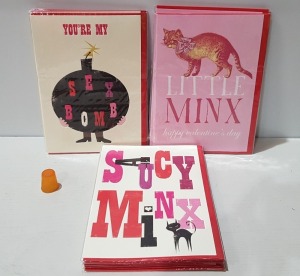 2000+ BRAND NEW VALENTINES DAY CARDS I.E SAUCY MINX AND YOUR MY SEX BOMB -ETC - IN 5 BOXES WITH ENVELOPES