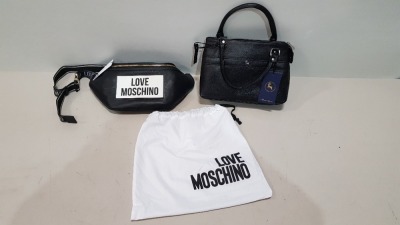 2 PIECE MIXED LOT TO INCLUDE 1 X LOVE MOSCHINO GENUINE LEATHER BOX LOGO BORSA VIT. NATURAL GRAIN NERO AND 1 X ASHWOOD LEATHER GENUINE LEATHER BLACK HANDBAG