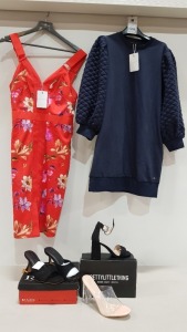 11 PIECE MIXED LOT TO INCLUDE TED BAKER QUILTED JERSEY DRESS SIZE UK 4 RRP £125, TED BAKER STRAP BODY CON DRESS SIZE UK 3 RRP £179, QUIZ EMBROIDED DIP DRESS SIZE UK 8, REISS KARINA CROSSBACK DRESS SIZE UK 12 RRP £265, REISS SHOULDER FITTED DRESS SIZE UK 1