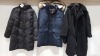 5 PIECE BRAND NEW MIXED CLOTHING LOT CONTAINING SUPERDRY BLACK EVEREST JACKET, BOOHOO FAUX FUR MAXI COAT, UNBRANDED FULL LENGTH COAT, COASTLINE PUFFER COAT AND SCHOTT FULL LENGTH PUFFER JACKET