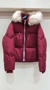 8 X BRAND NEW TOPSHOP FAUX FUR HOODED RED JACKET SIZE UK 10 RRP £69.00