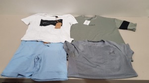 25 PIECE BRAND NEW CLOTHING LOT CONTAINING LIMIT SWEATER , WEEKDAY T-SHIRT , FCUK T-SHIRT ,BRAVE SOUL 3/4 LENGTH TOP , YUNPENG SILK T-SHIRT , BOOHOO MAN TRAINING TOP AMERICAN EAGLE POLO SHIRT - ETC ALL IN VARIOUS SIZES IN 1 TRAY - NOT INCLUDED