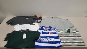 25 PIECE BRAND NEW CLOTHING LOT CONTAINING LEVIS POLO SHIRT , READING FOOTBALL CLUB JERSEY , ADIDAS T-SHIRT , NIKE SWEATSHIRT , HOLLISTER SHIRT , - ETC ALL IN VARIOUS SIZES IN 1 TRAY - NOT INCLUDED