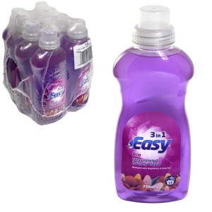 96 X BRAND NEW EASY 3-IN-1 750ML BOTTLES OF BIO CONCENTRATED LAUNDRY LIQUID (IN 12 PACKS OF 8)