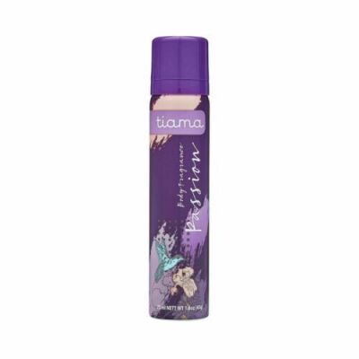 372 X BRAND NEW TIAMA 75ML BODY FRAGRANCE SPRAYS - PASSION - DOE 9/9/24 - (IN 31 PACKS OF 12)