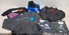 15 X BRAND NEW MIXED CLOTHING LOT CONTAINING HUGO BOSS PUFFER JACKET , CARHARTT T-SHIRTS , COLUMBIA SWEATER , NIKE JOGGERS , NIKE HIGH TOP TRAINERS , TOMMY JEANS T-SHIRT , THE NORTH FACE HAT ETC - ALL IN VARIOUS SIZES - ON 1 SHELF