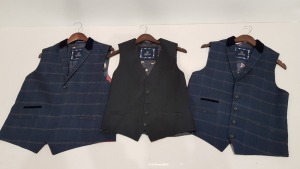 9 X BRAND NEW WAIST COATS AND BLAZER LOT CONTAINING CAVANI NAVY BLAZER , CAVANI CHECKERED WAIST COAT , CAVANI NAVY WAIST COAT ETC -