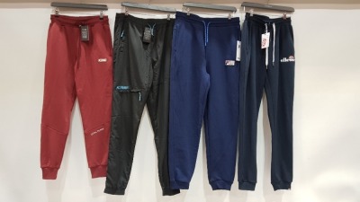 7 X BRAND NEW MIXED CLOTHING LOT CONTAINING ELLESSE JOGGERS , KING LONDON JOGGERS , FILA JOGGERS ETC - ALL IN VARIOUS SIZES