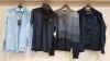 6 X BRAND NEW MIXED CLOTHING LOT CONTAINING HUGO BOSS BLUE SHIRT , BEN SHERMN NAVY SHIRT , HUGO BOSS SWEATSHIRT , THE NORTH FACE BASEBALL CAP , NEW BALANCE T-SHIRT , PRIMARK GILLET - ALL IN VARIOUS SIZES