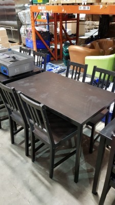 22 PIECE MIXED LOT CONTAINING 4 X 4 LEGGED TABLES -LENGTH 110CM -WIDTH 67CM -HEIGHT-74CM - 2X SMALL TABLES 14 X CHAIRS - 2X LITTLE WOODEN CHAIRS