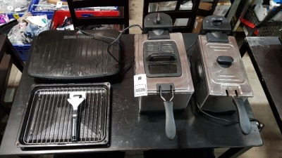 4 PIECE MIXED LOT CONTAINING - 1X GEORGE FORMAN - 1X GRILL TRAY - 2 X CHIP FRYERS