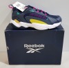 6 X BRAND NEW & BOXED REEBOK ROYAL PERVADER UNISEX RUNNING SHOES IN NAVY, PINK AND YELLOW - ALL IN SIZE UK 9