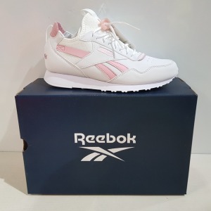12 X BRAND NEW & BOXED REEBOK ROYAL GLIDE AC RUNNING SHOES IN PINK AND WHITE - ALL IN SIZE UK 3 & 3.5