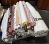 APPROX 30 X BRAND NEW FULL & PART ROLLS OF CURTAIN / LINING MATERIAL IN VARIOUS LENGTHS, DESIGNS & COLOURS ON A PALLET