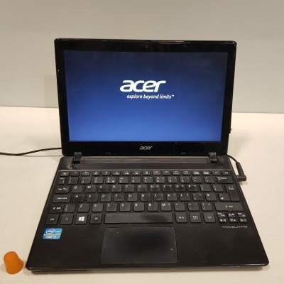 1 X ACER TMB113M I3-3227U 1.9, 4GB RAM , 500GB (CRACKED CASE SCREEN OK ) - ITEM POWERS UP BUT NO CHARGER