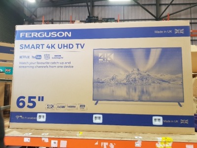 1 X FERGUSON SMART 4K UHD TV MODEL F6522RTX4K 65 INCH (A- GRADE)