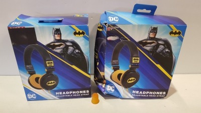 20 X BATMAN HEADPHONES WITH ADJUSTABLE HEAD STRAP (PLEASE NOTE: SOME DAMAGED BOXES)