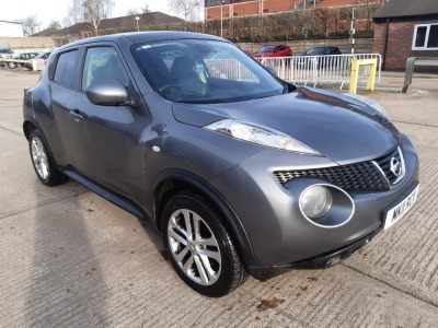 GREY NISSAN JUKE TEKNA DIG-T PETROL 1612CC 5 DOOR HATCHBACK FIRST REGISTERED 1/3/2011 MILEAGE : 84,163 REGISTRATION : MK11RCX VIN NUMBER: SJNFAAF15U6057503 1 KEY NO V5 MOT EXPIRES 20/4/2023